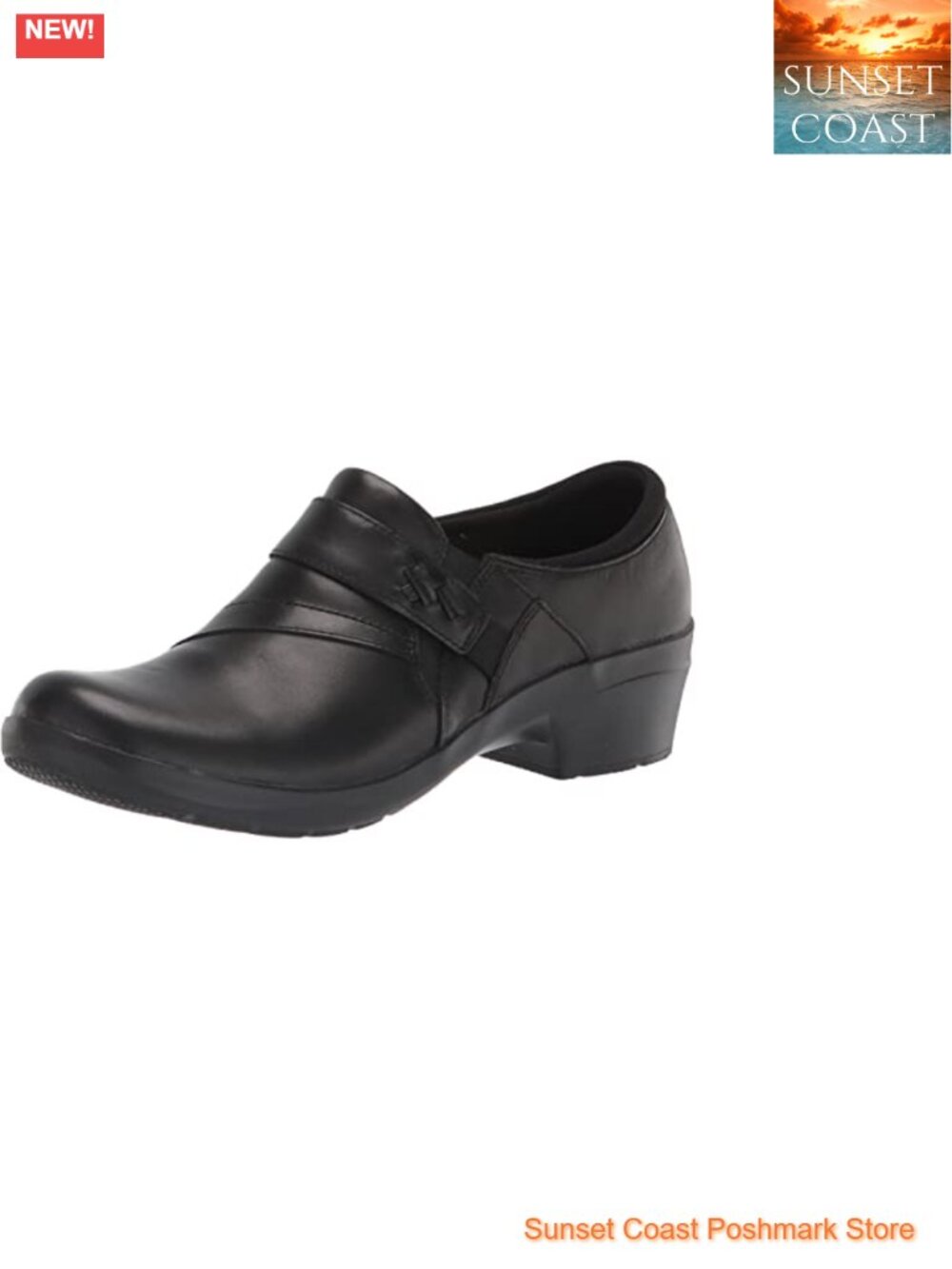 Women's Leather Kitten Heel Loafer Flats - Slip On Comfortable Shoes